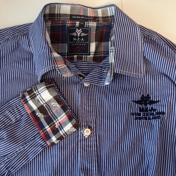 New Zealand Auckland Flip Cuff Long Sleeve Striped Button Down Shirt Size XXL - Picture 1 of 13